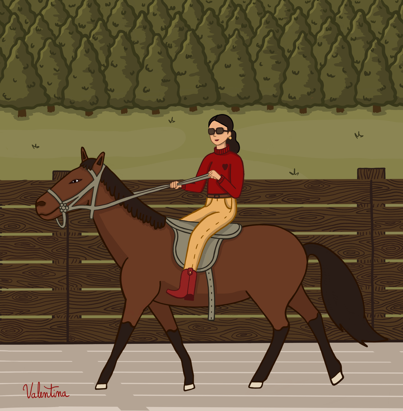 On horseback